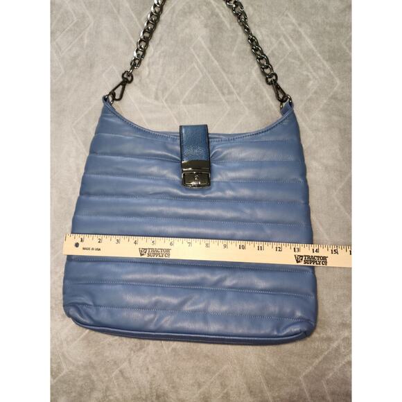 Royln Luxe Puffer Handbag Blue Detachable Strap - Picture 3 of 9